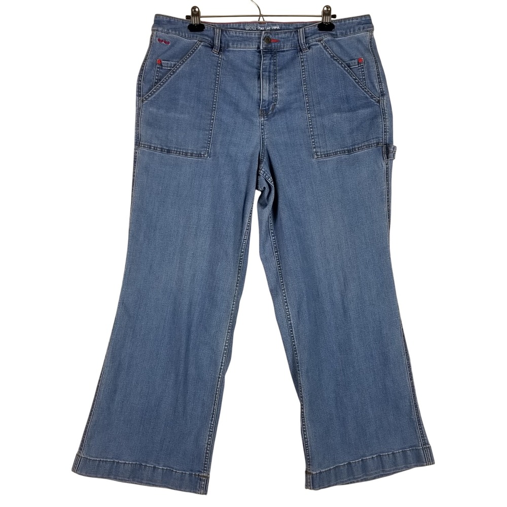 Peace Love World Carpenter Jeans Womens 20W Blue Wide Leg Utility Denim